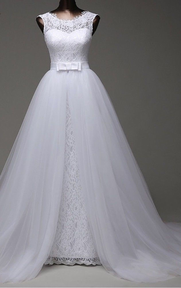 New Detachable Train Mermaid Soft Lace Wedding Dress Bridal MD019