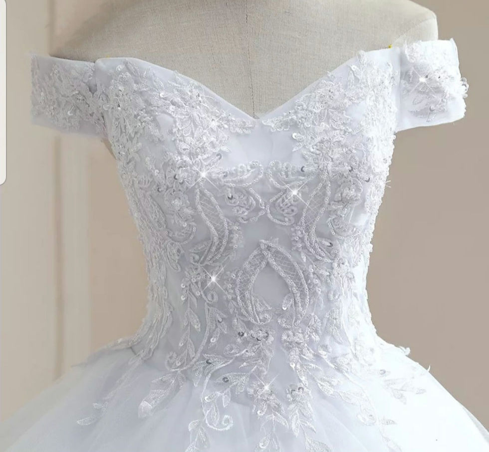 Thumbnail: Off Shoulder Plus Size Beaded Lace Appliques A Line Wedding Dresses MD796