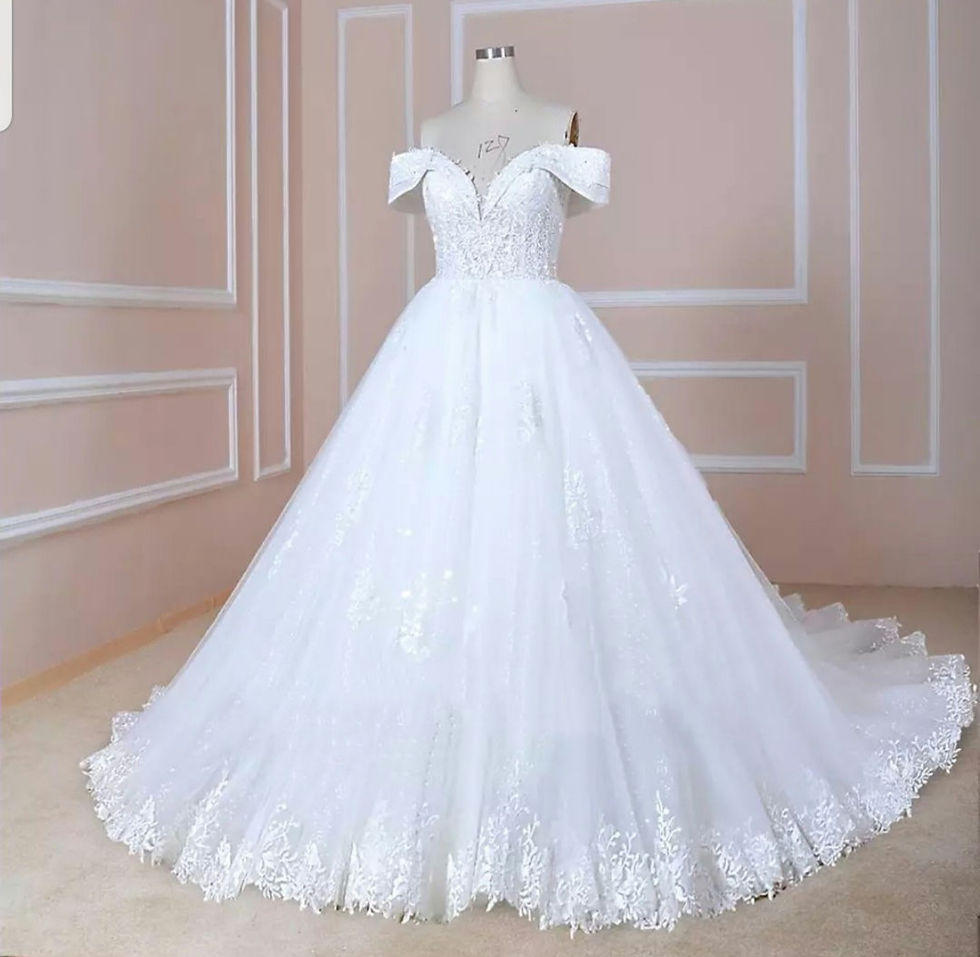 Thumbnail: Charming Off Shoulder Beaded Lace A Line Sweetheart GlitterWedding Dresses MD071