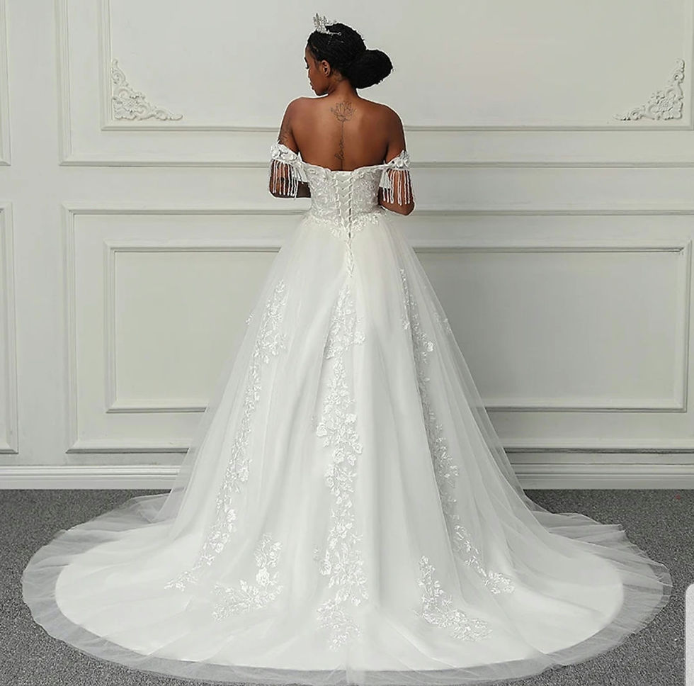 Thumbnail: Sexy Off Shoulder Lace A Line Wedding Dresses Sleeveless Cheap Bridal Gown MD841