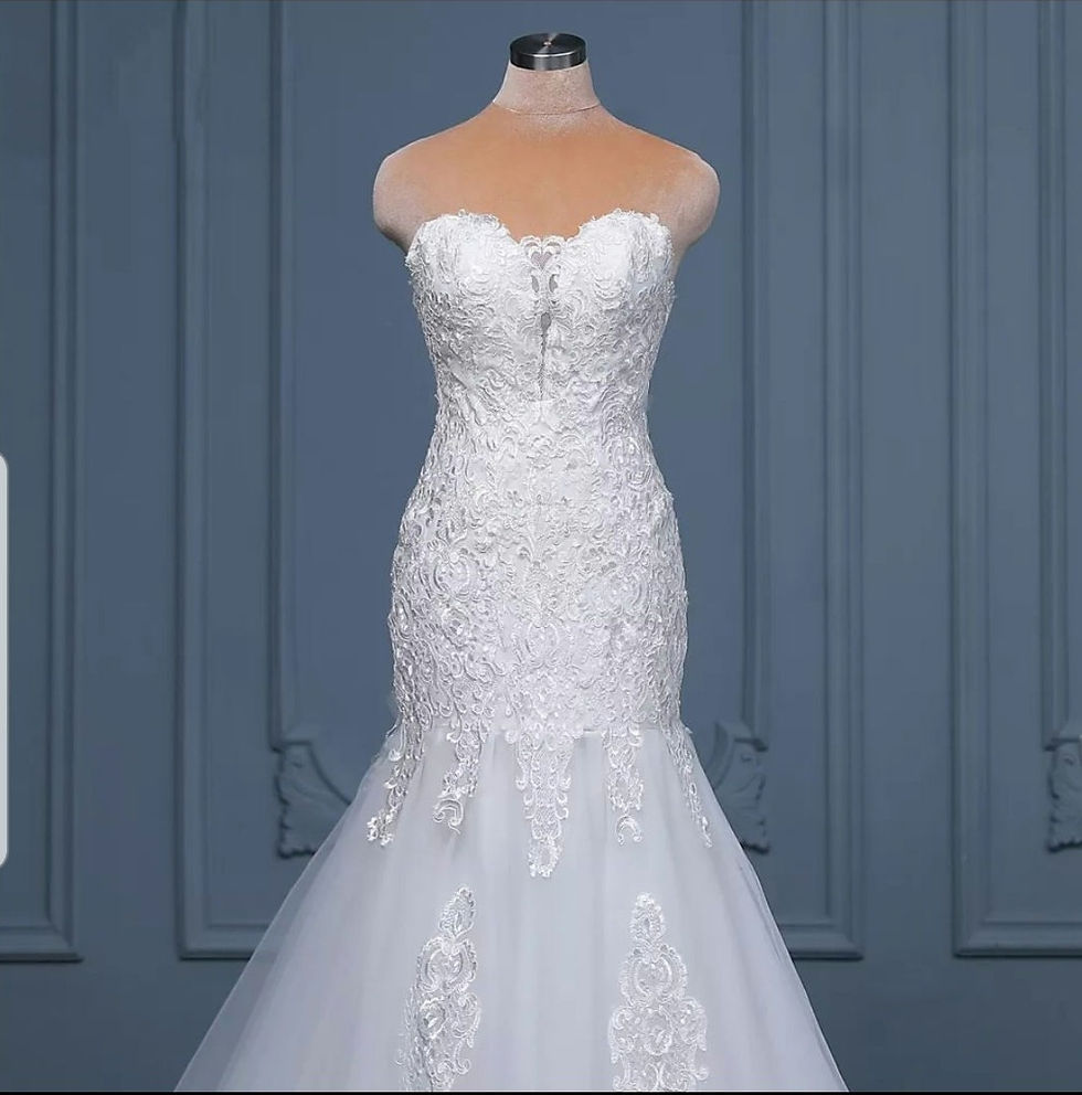 Thumbnail: Gorgeous Strapless Sweetheart Mermaid Bridal Lace Beach Dress MD770