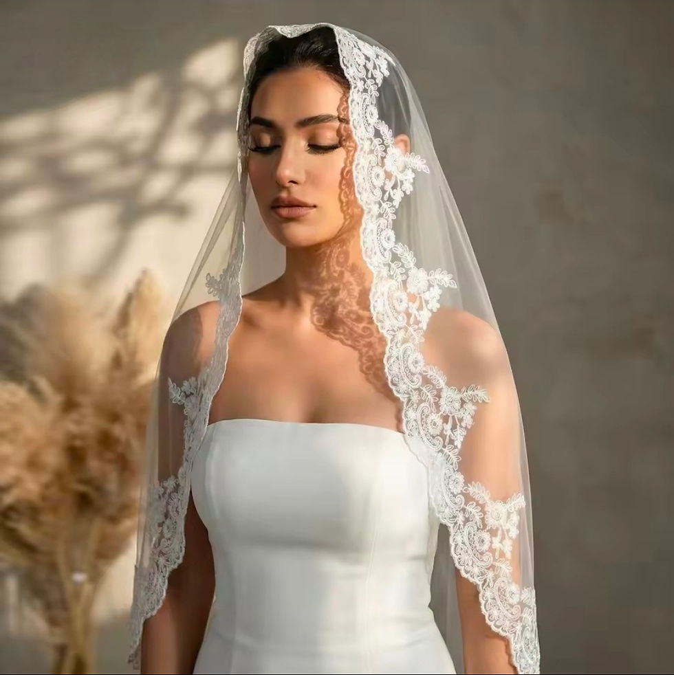 Thumbnail: UK 3M Wedding Veil Lace Edge Cathedral Length Bridal Veil With Comb MD459