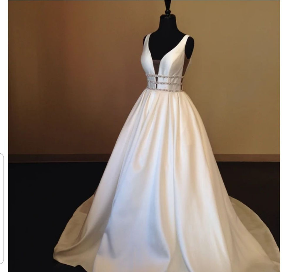 Beautiful Satin Sleeveless Crystal A Line Open Back Wedding Bridal Dress MD289