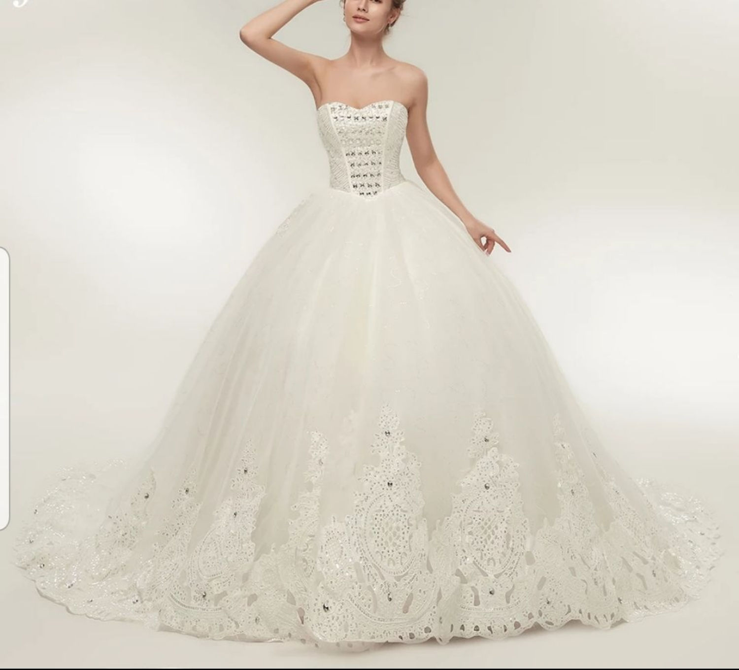 Sweetheart Strapless CryStal Tulle Bow Train A Line Wedding Dresses MD186