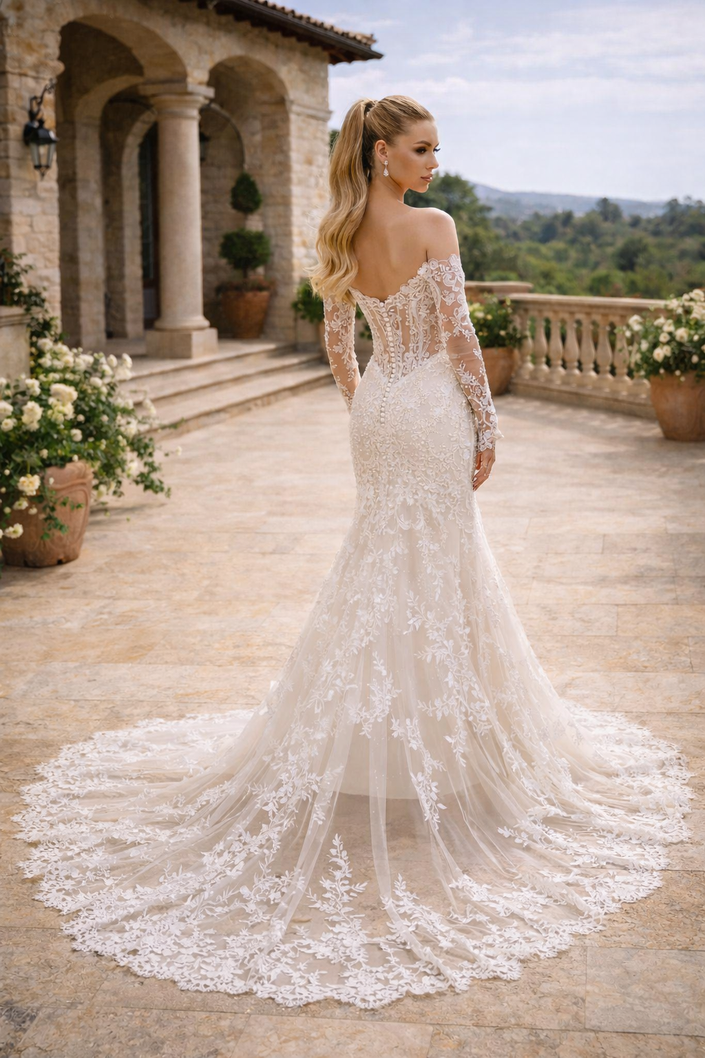 UK Sexy Sweetheart Wedding Dresses Off Shoulder Long Sleeve Bridal Dress MD039