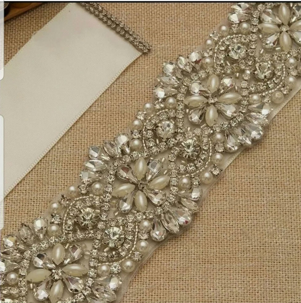 Thumbnail: Bridal Crystal Pearls Wedding Dress Belt Ribbon Belt Wedding Accessories MD734