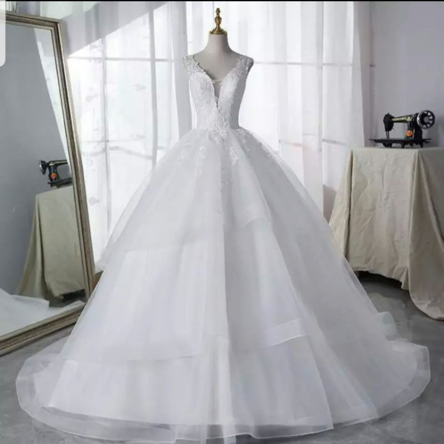 Bohoo A Line Sleeveless V Neck Ruffles  Wedding Dresses MD379