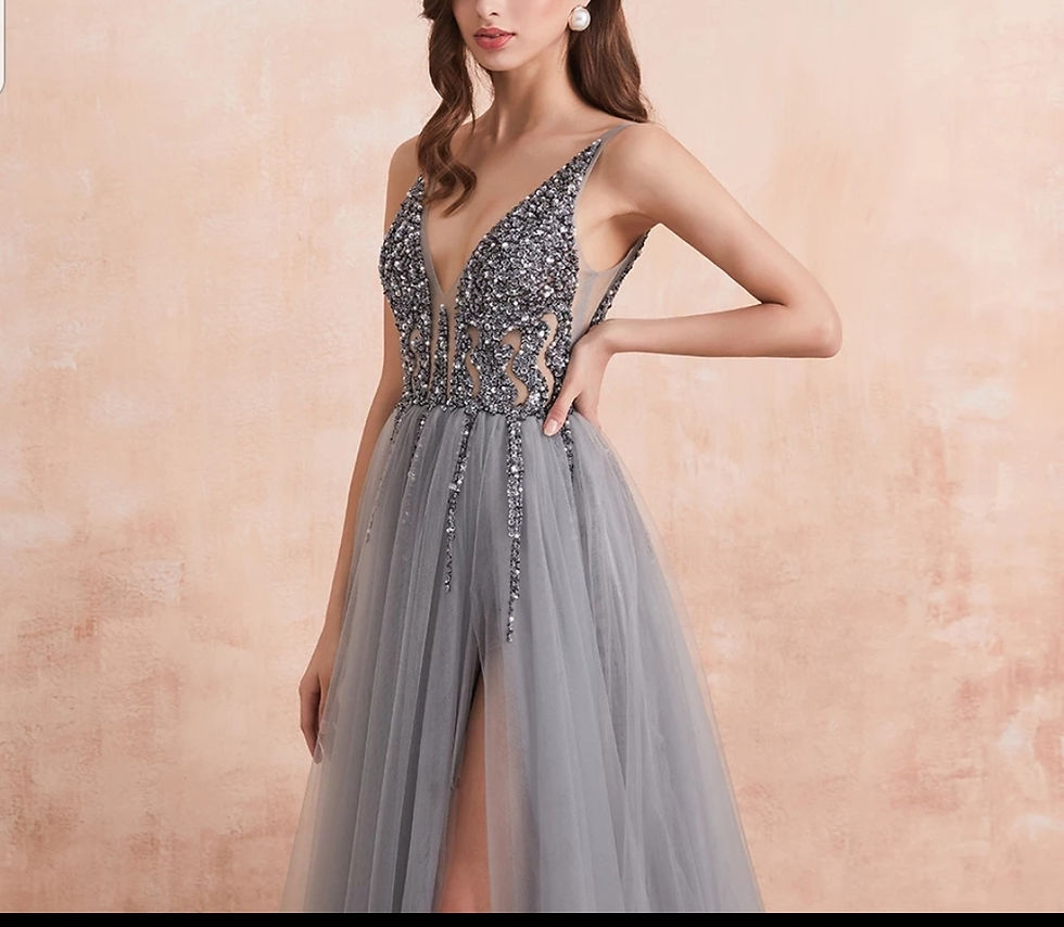 Thumbnail: Sexy Crystal Tulle Slit Evening Gowns Prom Beach Wedding Dresses MD345