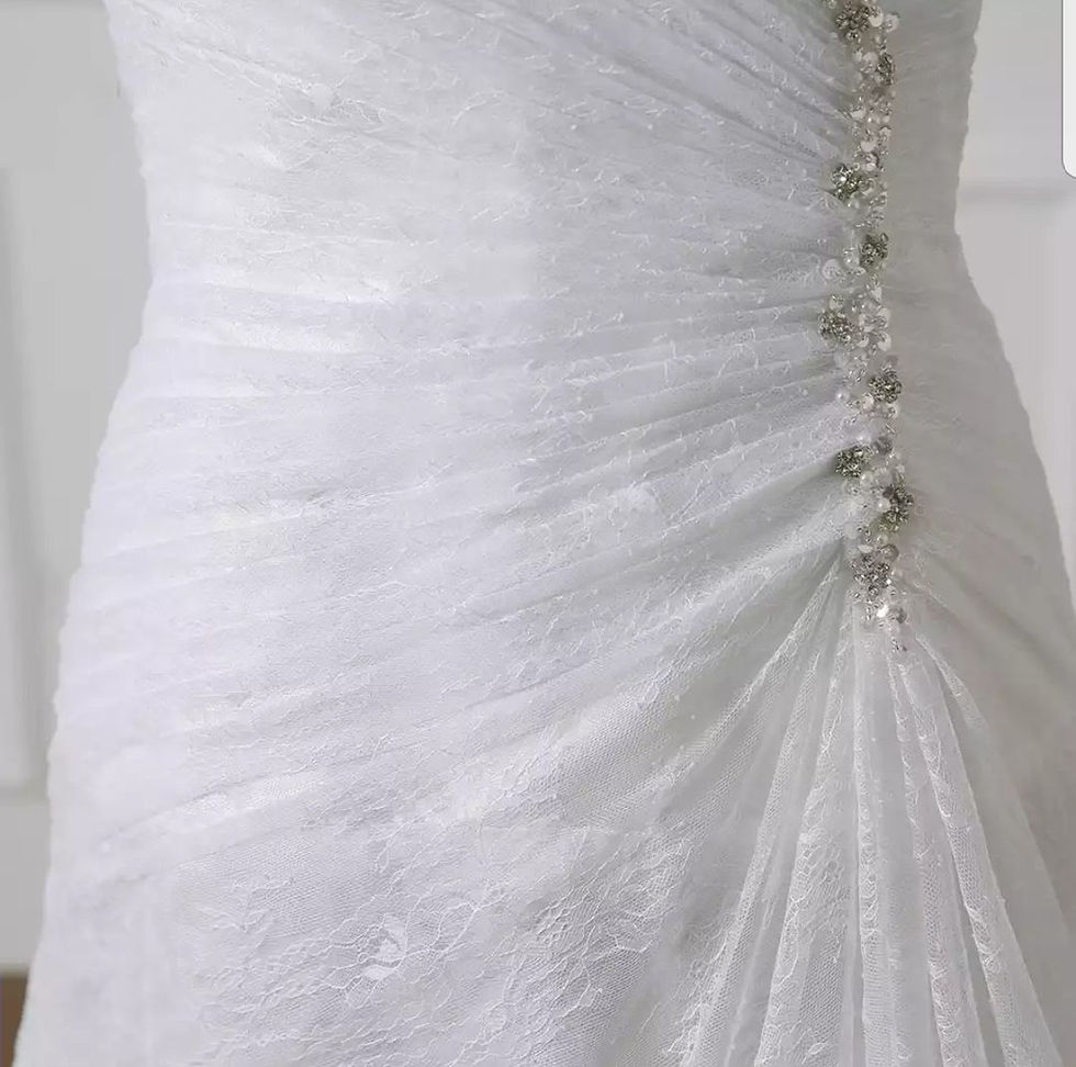 Thumbnail: Cheap Strapless Pleated Lace Bridal Gown A Line Plus Size Wedding Dresses MD435