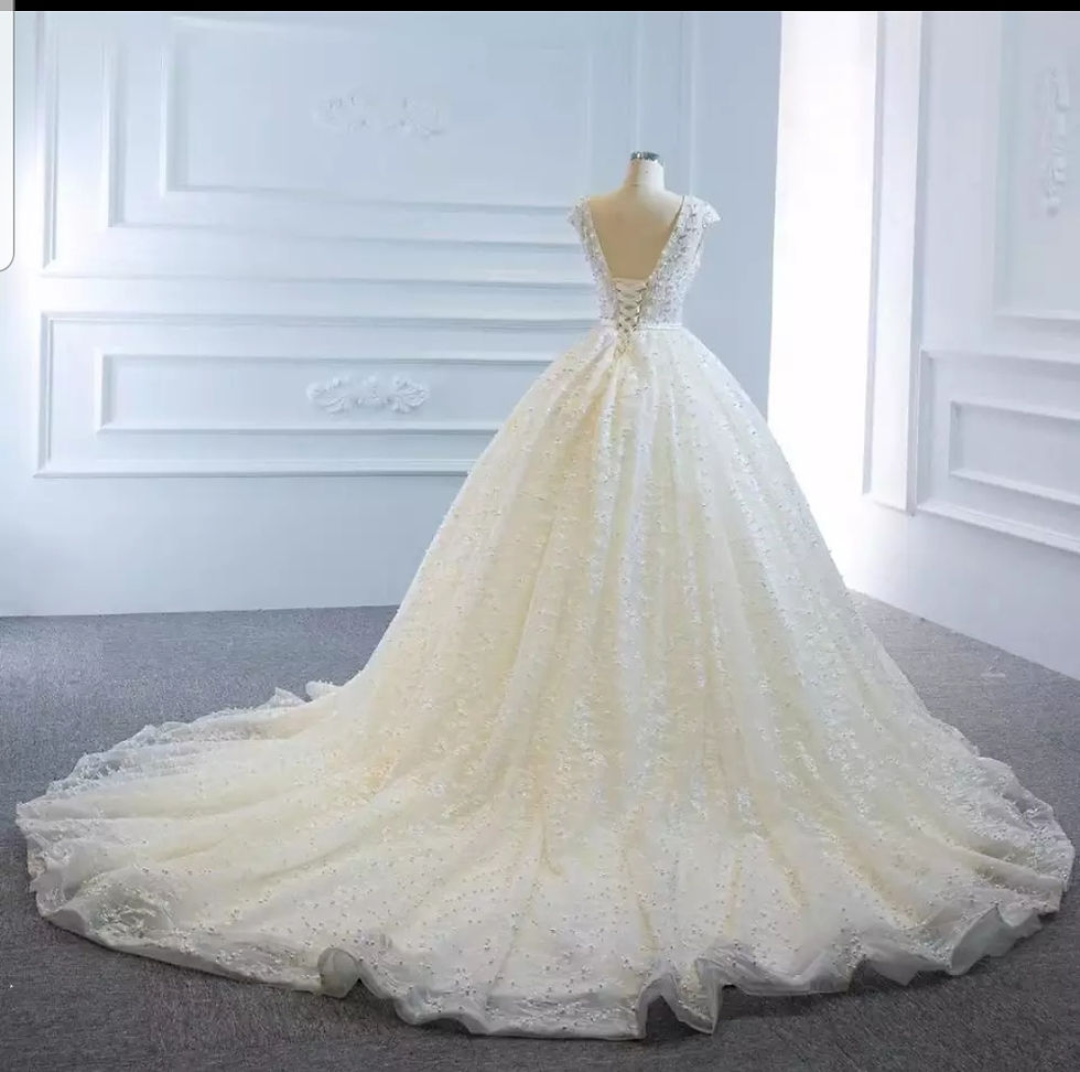 Thumbnail: Luxury Cap Sleeve Pearls Lace Illusion Neck A Line Wedding Dresses MD570