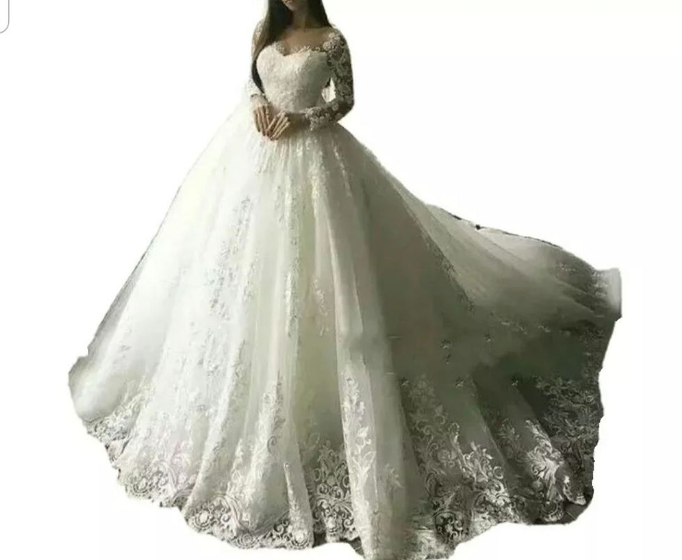 Thumbnail: Gorgeous Long Sleeve Lace Pearls A Line Wedding Dresses MD315