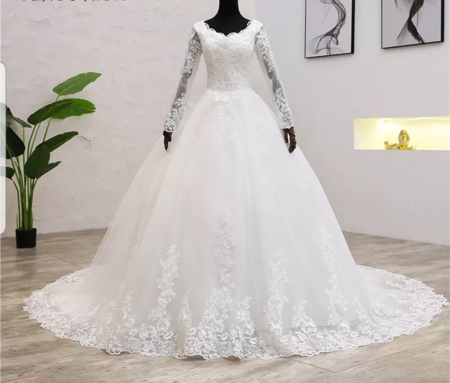 Vintage Lace Bridal Gown Long Sleeve Muslim A Line Modest Wedding Dress MD531