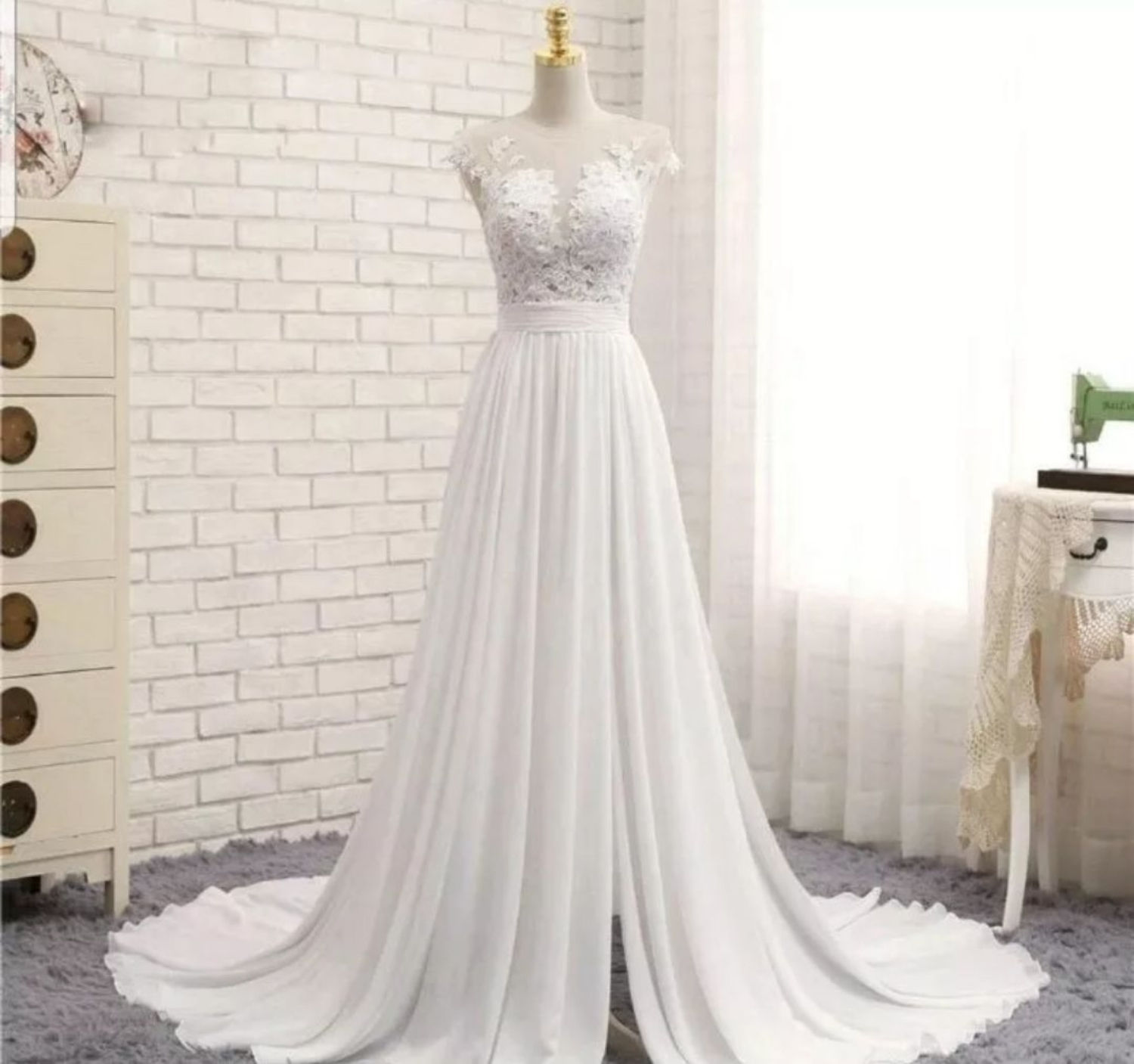 Charming Beach chiffon A-line Wedding Bridal Dress MD074