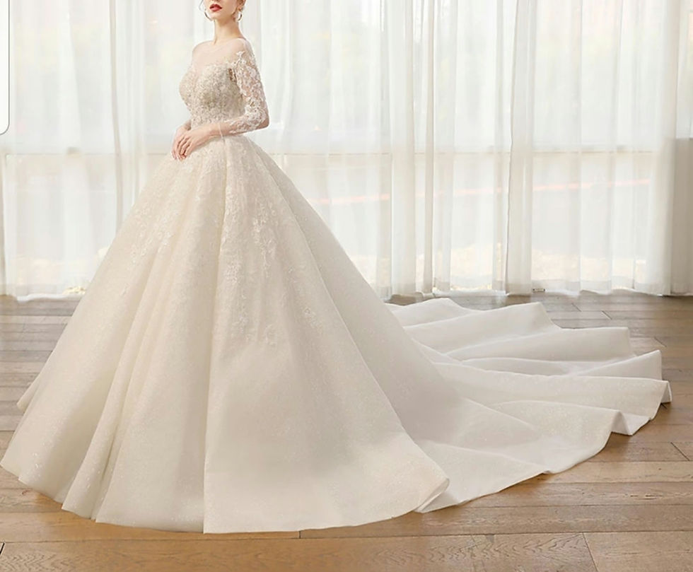 Thumbnail: Luxury Beaded Lace Long Sleeve A Line Ivory Corset Wedding Dresses MD431