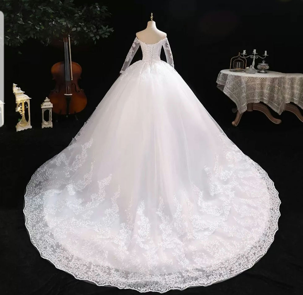 Thumbnail: Bridal Lace Off Shoulder Long Sleeve A Line Plus size Wedding Dresses MD757
