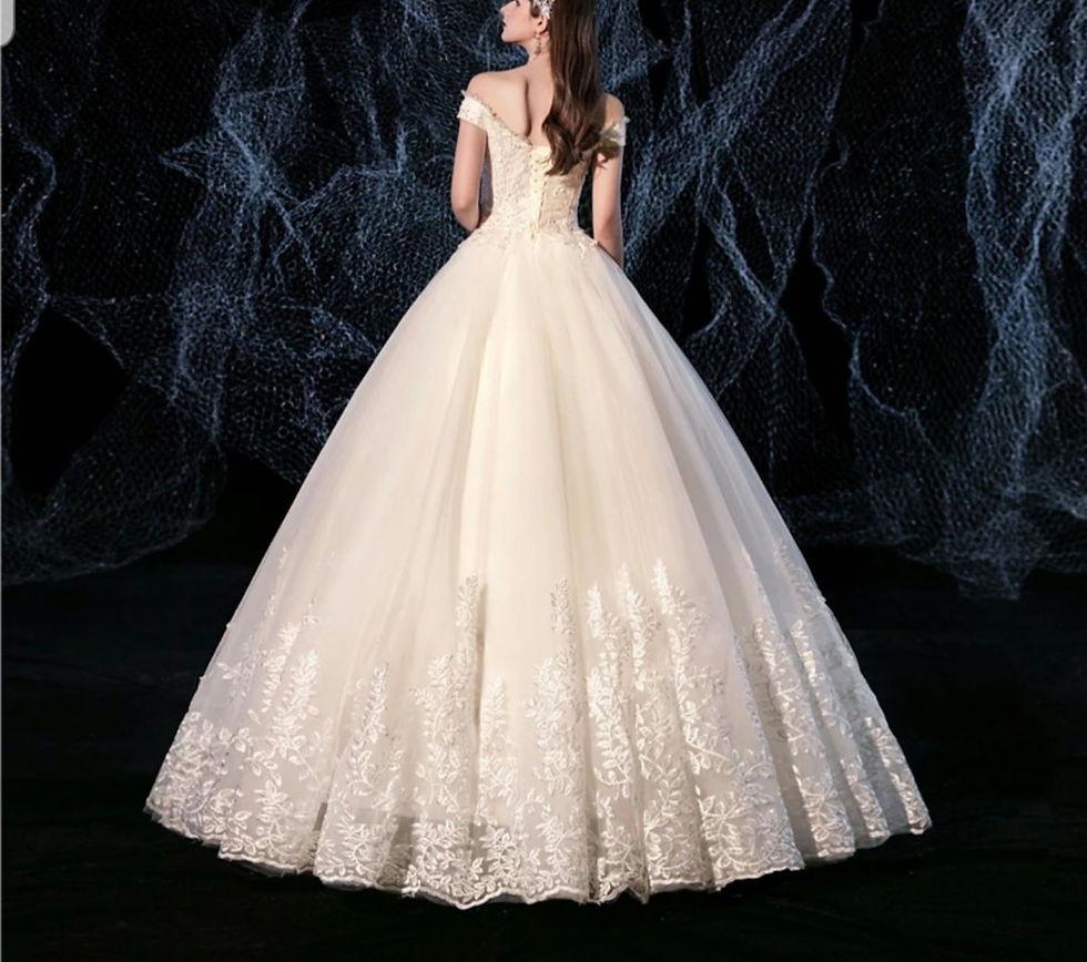 Thumbnail: Beautiful Lace Floor Length Off Shoulder Short Sleeve A Line Wedding Dress MD776