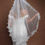 Thumbnail: UK 1 Tier Sequins Bridal Lace Finger Tip White Ivory 1M Wedding Veil MD852