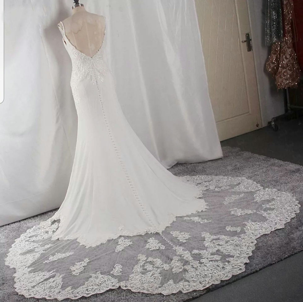 Thumbnail: Beautiful Sleeveless Mermaid Lace V-neck Open Back Beach Wedding Dress MD298