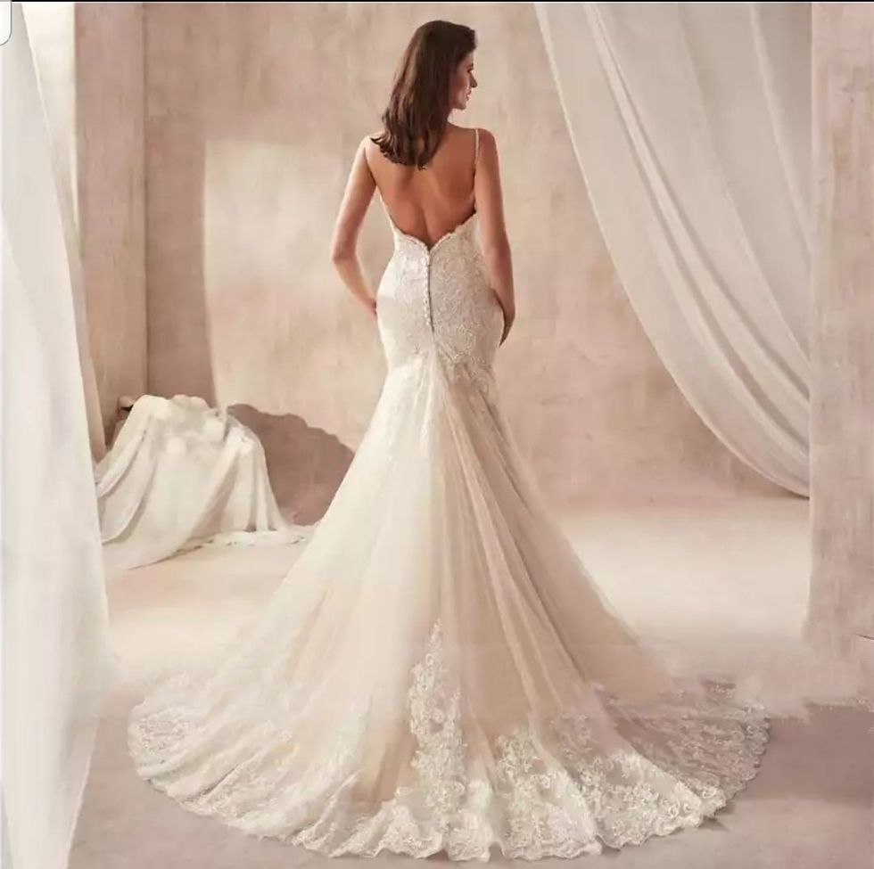 Thumbnail: Sweetheart Mermaid Lace Spaghetti Straps Open Back Wedding Dresses MD357