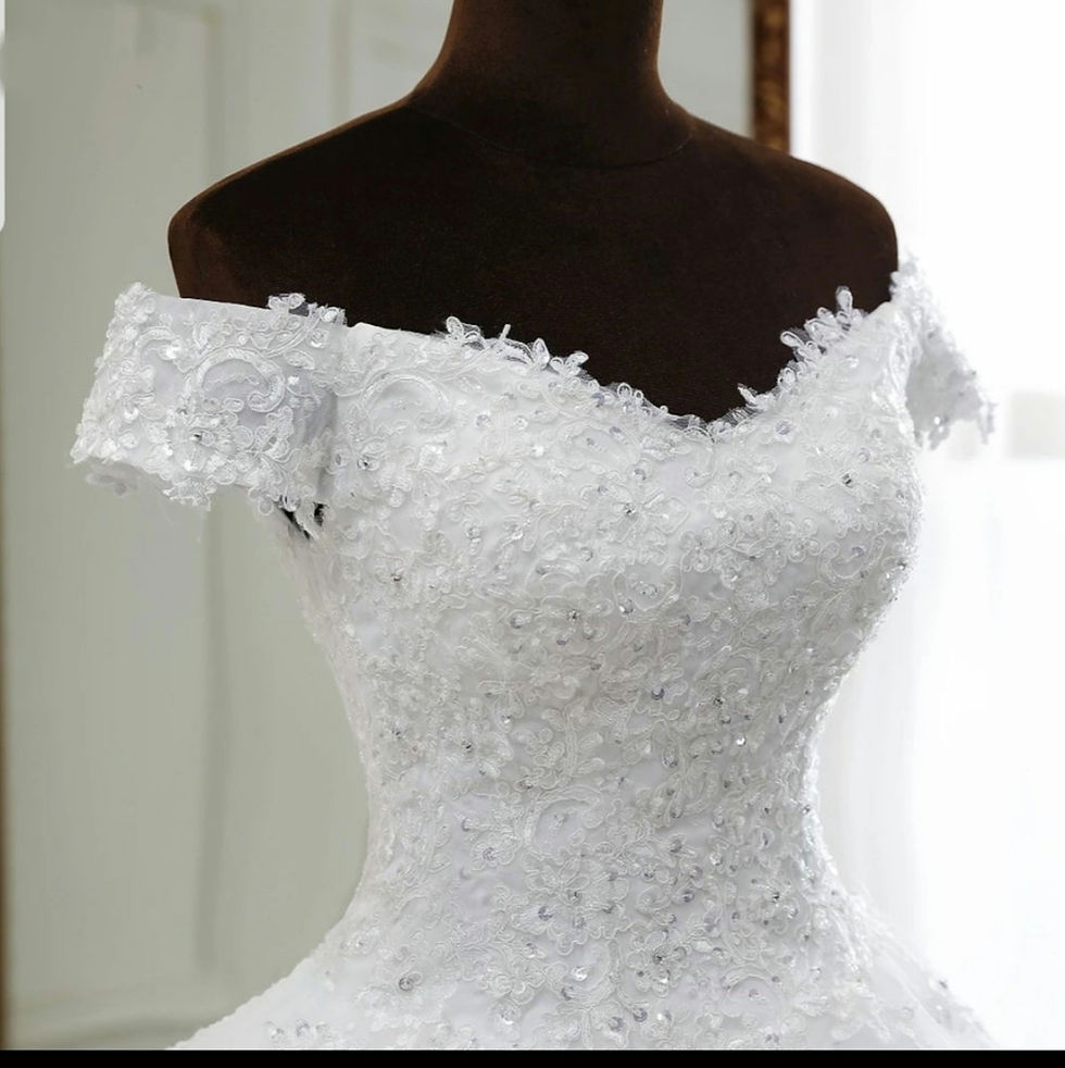 Thumbnail: Gorgeous Off Shoulder Beaded Lace  Corset Back A Line Wedding Dresses MD586
