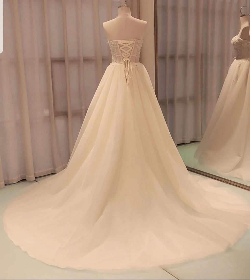 Thumbnail: Sexy Beaded Lace Strapless Bridal Gown A Line Beach Wedding Dresses MD487