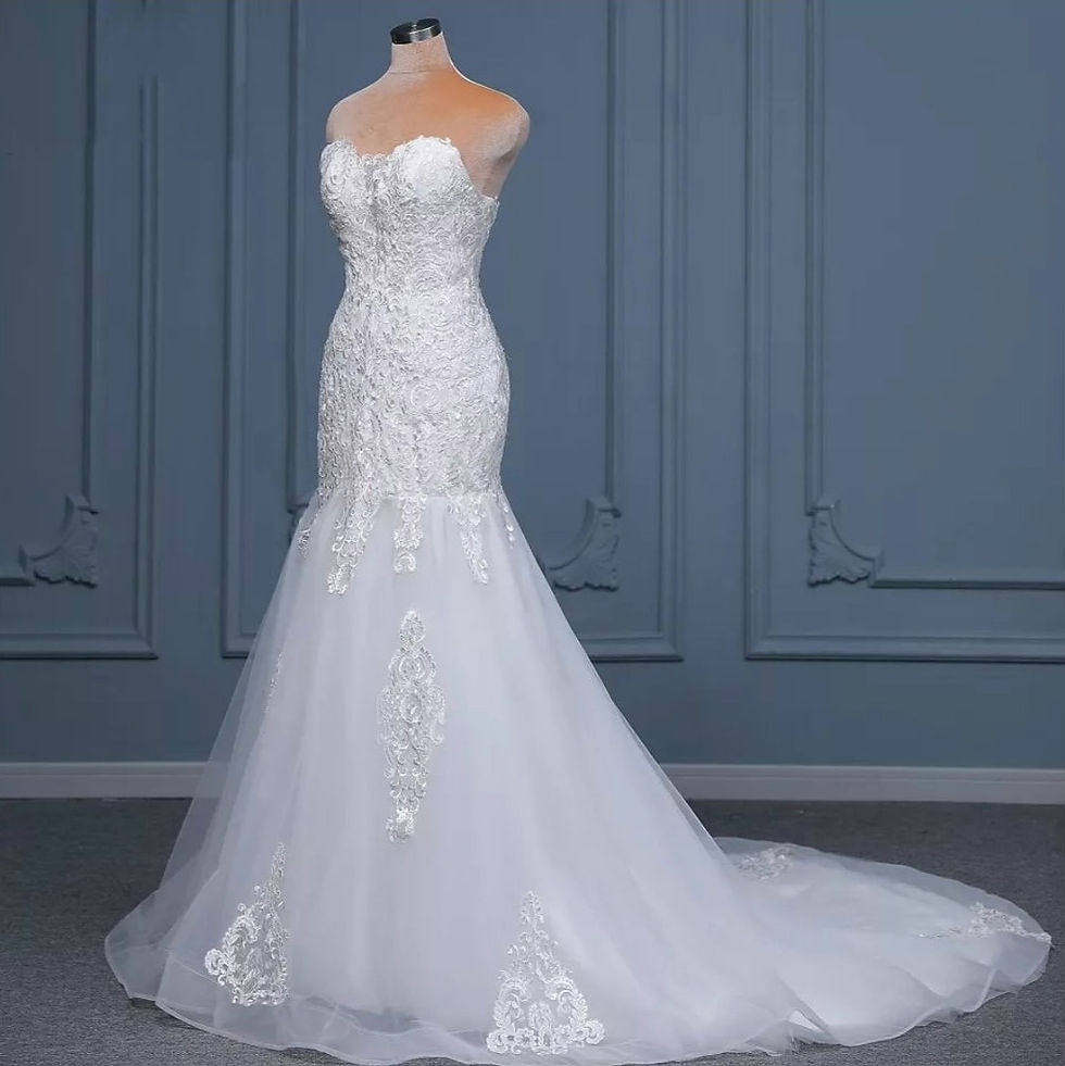Thumbnail: Gorgeous Strapless Sweetheart Mermaid Bridal Lace Beach Dress MD770