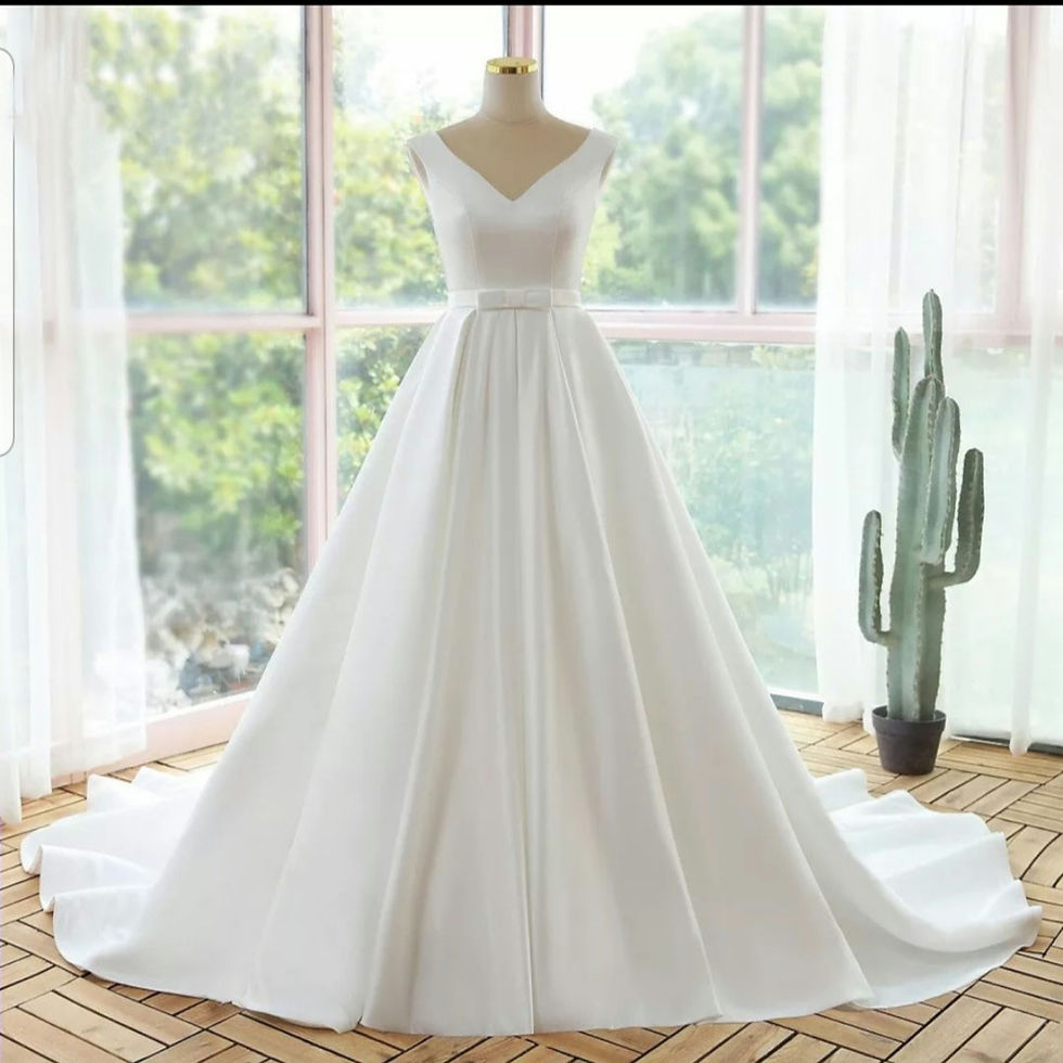 Simple Bridal Satin A-line Sleeveless V Neck Plus Size Wedding Dresses MD689