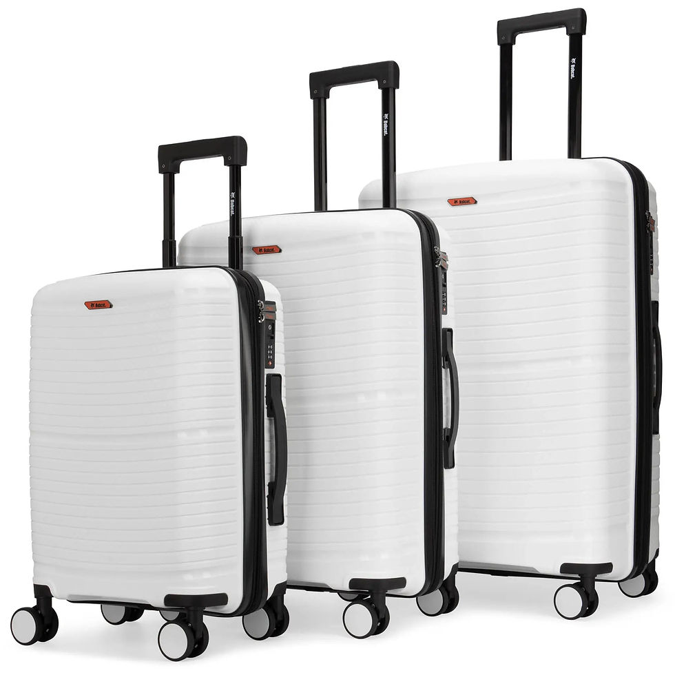 White Trencher 3 Piece Expandable Polypropylene Luggage Set