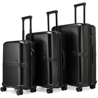 Black Expedition 3 Piece Expandable Polycarbonate Luggage Side ViewSet