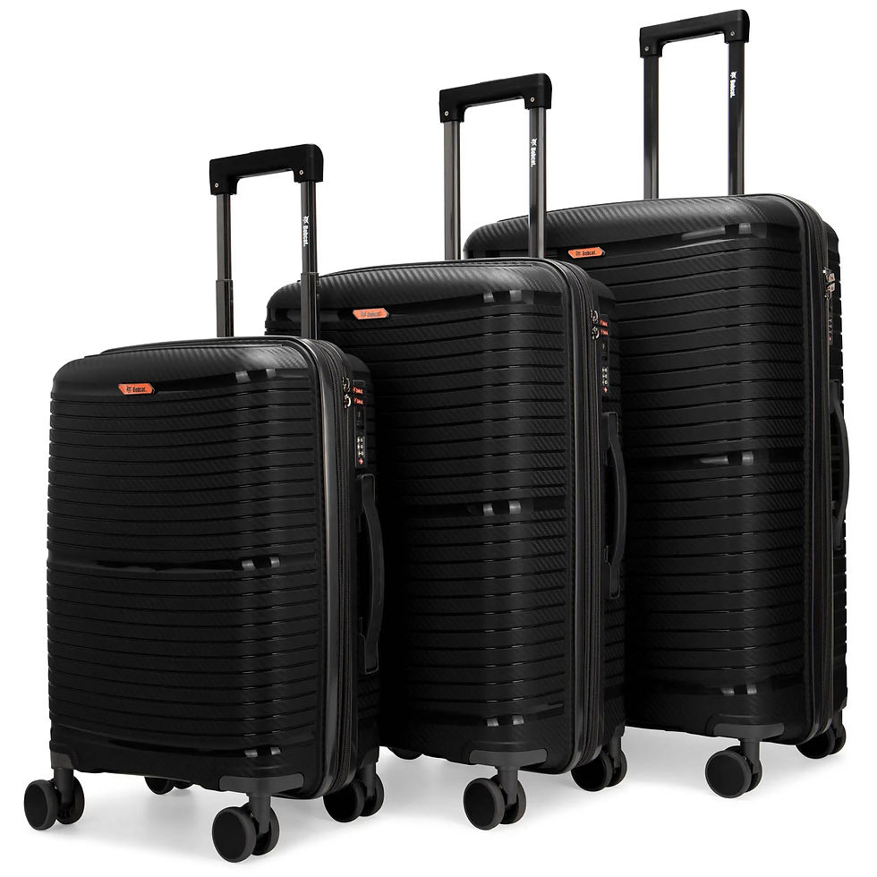 Black Side View Trencher 3 Piece Expandable Polypropylene Luggage Set