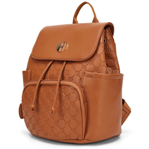 compass white leather backpack Hula Hula Smart Travel Solutions Womens Elle Compass 10L Vegan Leather Monogram Mini Backpack Solgaard Compass Backpack | The