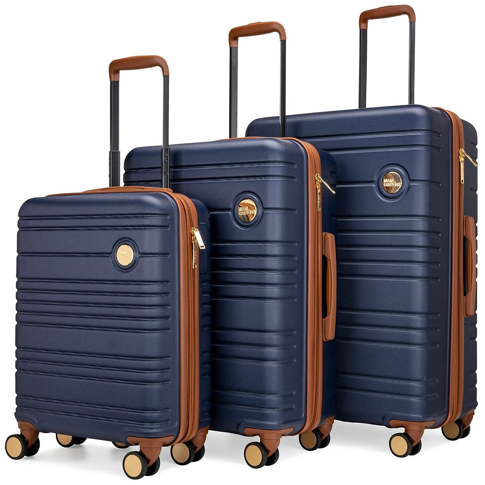 Navy Brickell 3 Piece Expandable Retro Luggage Set