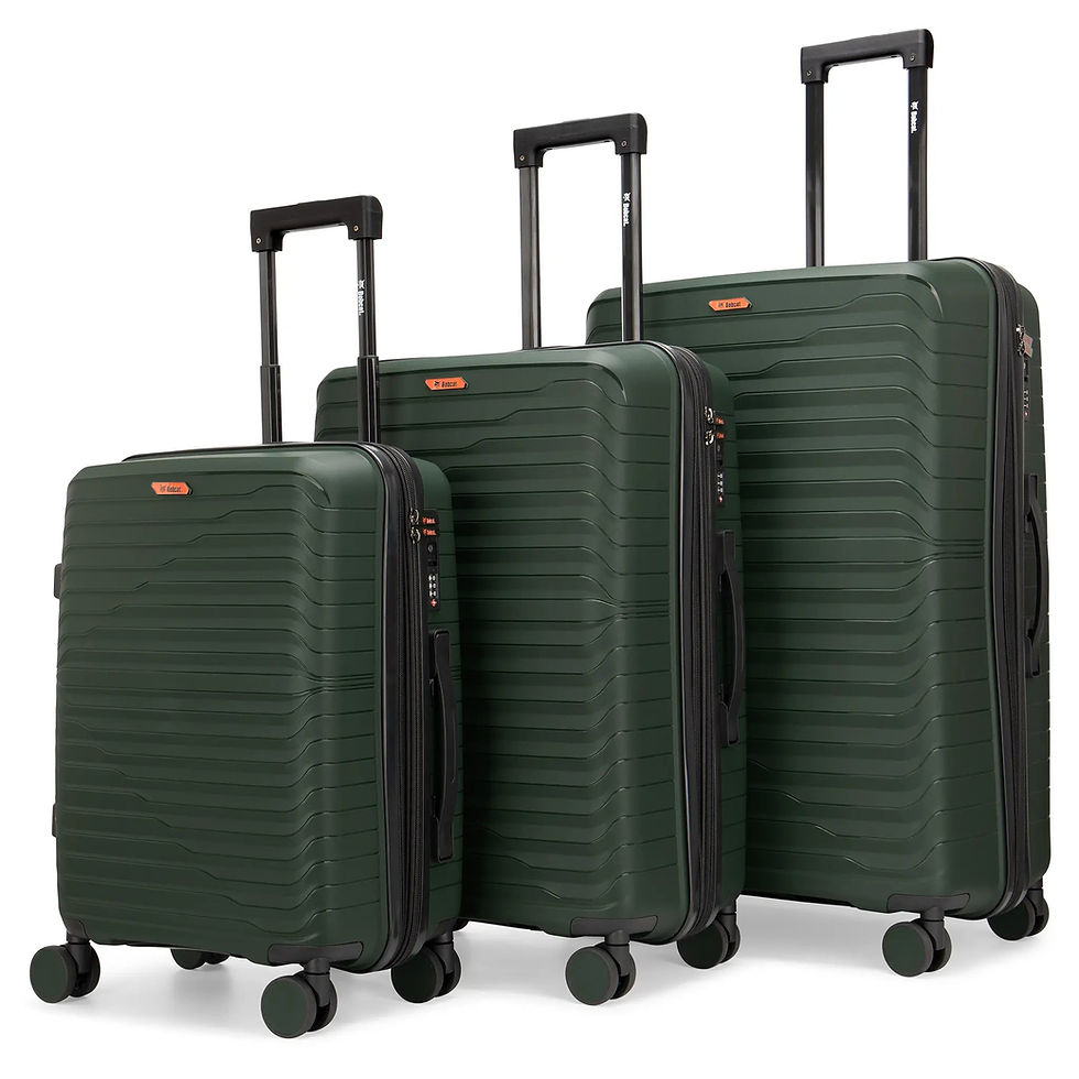 Forest Green Excavator 3 Peice Expandable Polypropylene Luggage Set