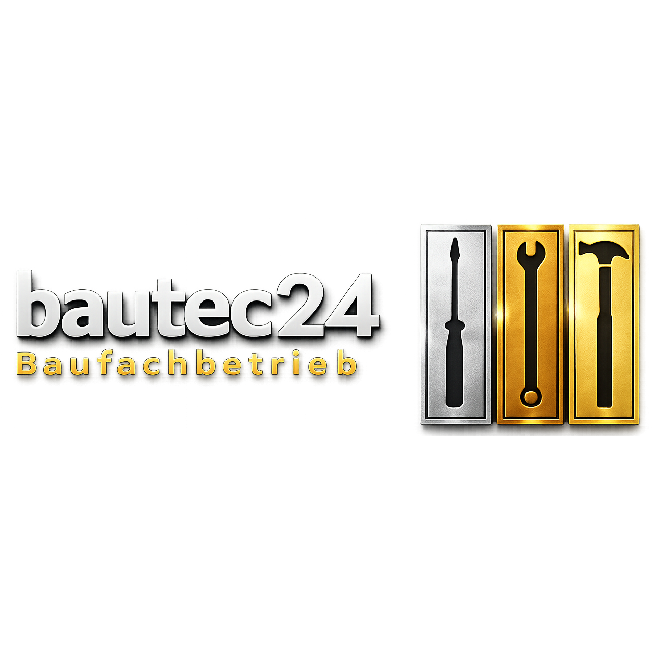 Logo von bautec24 Baufachbetrieb mit Werkzeugen Schraubendreher, Schraubenschlüssel, Hammer