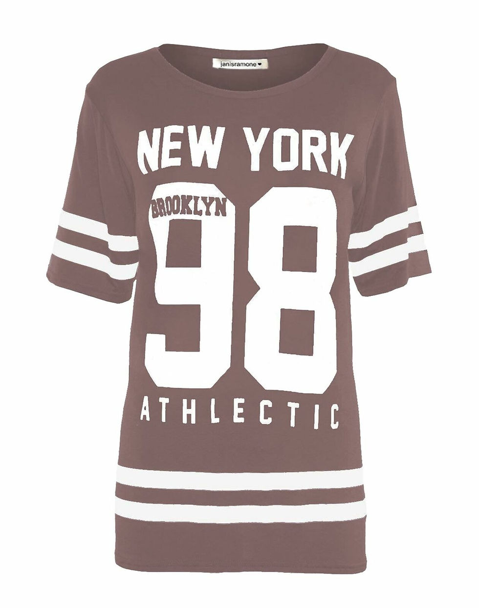 Thumbnail: plus size New Ladies New York 98 Stripe Print Baseball top