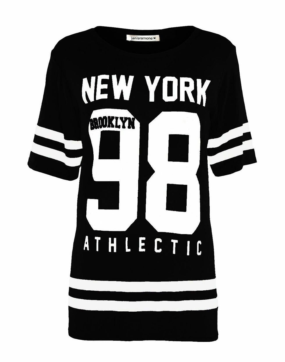 Thumbnail: plus size New Ladies New York 98 Stripe Print Baseball top