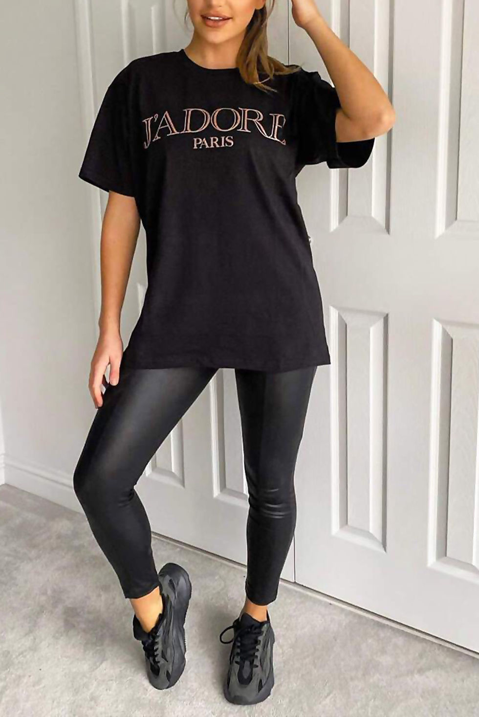 Thumbnail: PLUS SIZE BLACK JADORE OVERSIZED TEE