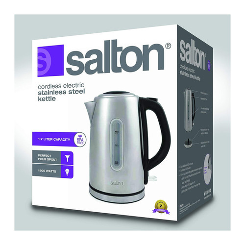 Salton Cordless Electric Kettle, 1500W Stainless Steel, ON
