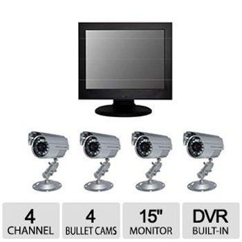Thumbnail: First Alert 4CH/4CAM 15" LCD Monitor w/ Built-in DVR - 500GB HDD