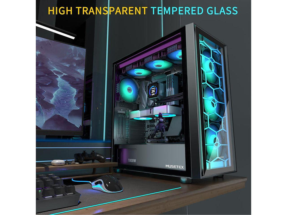 Thumbnail: MUSETEX  E-ATX Pre-Installed 4 PWM ARGB Fans Fans,Mid Tower Gaming PC Case