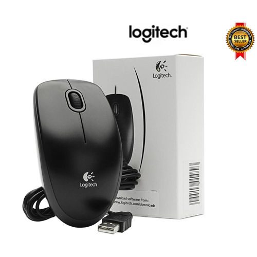 Logitech B100 USB Wired Optical Mouse (black color)