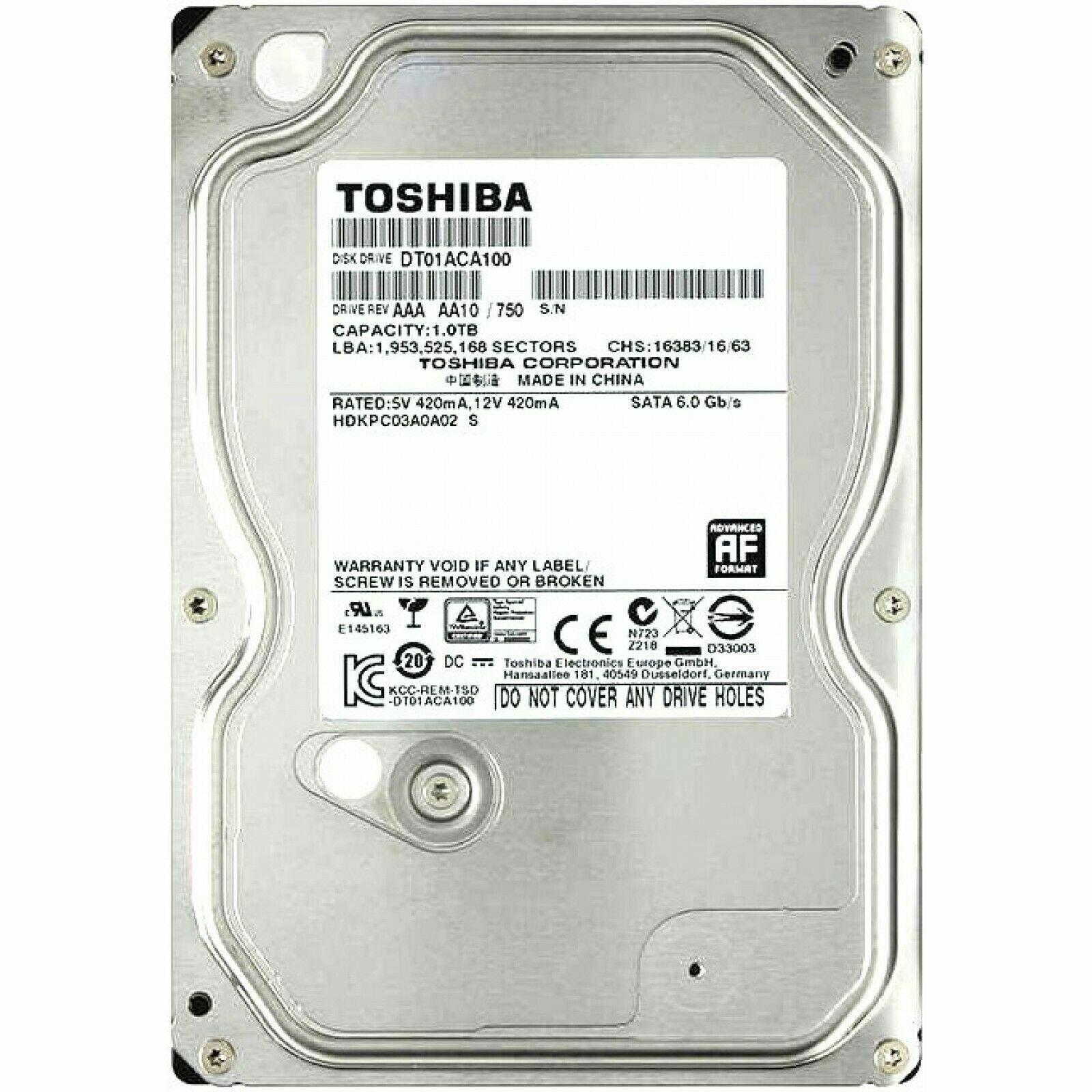 Toshiba 1TB SATA 3.5 Hard Drive - Refurbished