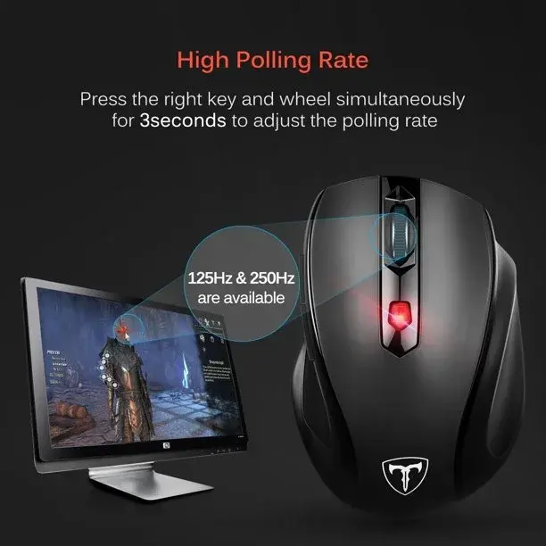 Thumbnail: Victsing 2.4GHz, 6 Button Wireless Mouse Black