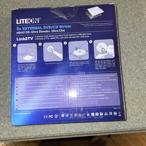 Thumbnail: Lite-On ES1-01 Ultra-Slim Portable DVD Writer, USB, Black, Open Box/ Brand New