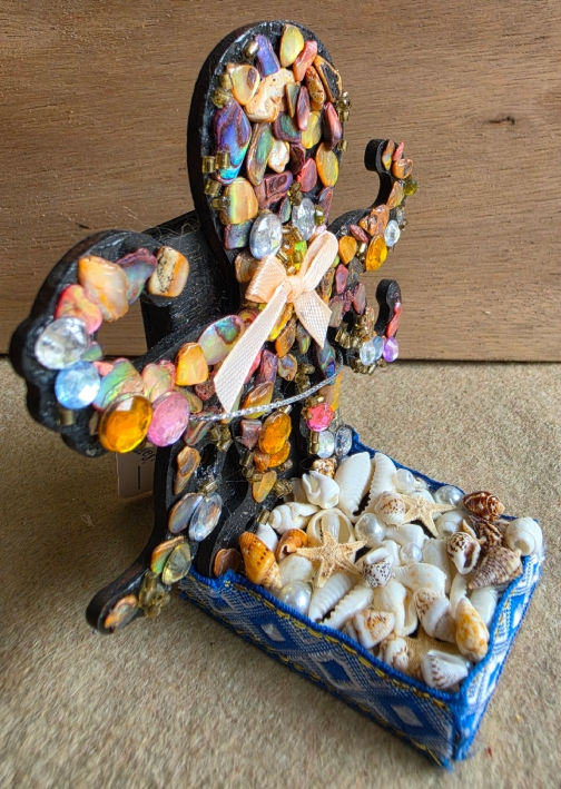 Thumbnail: Decorative Crafted Octopus on A Recycle Wooden Stand