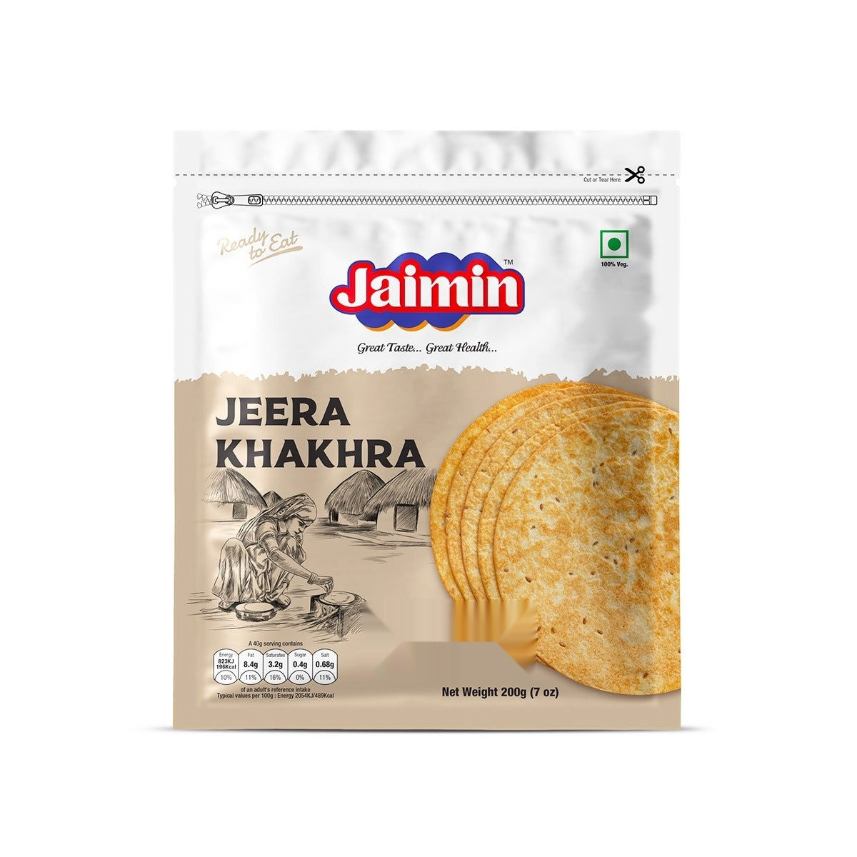 Jaimin Jeera Khakhra 200g - Premium Roasted Crunch Snack