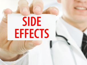 an image of a doctor holding up a sign that says: side effects