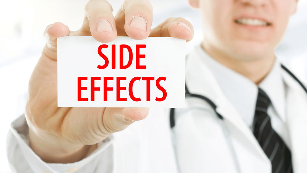 an image of a doctor holding up a sign that says: side effects