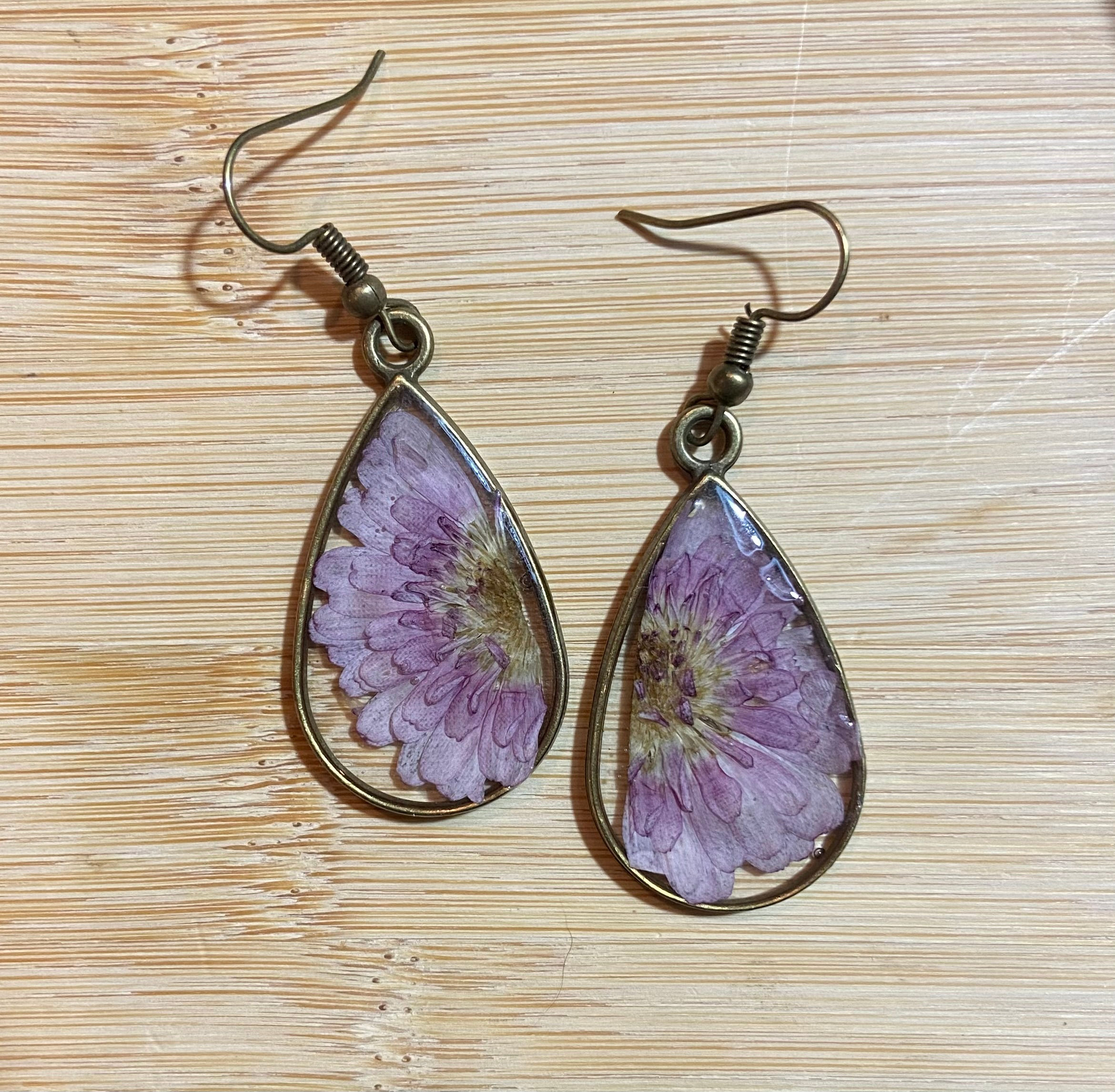 Purple Chrysanthemum Earrings