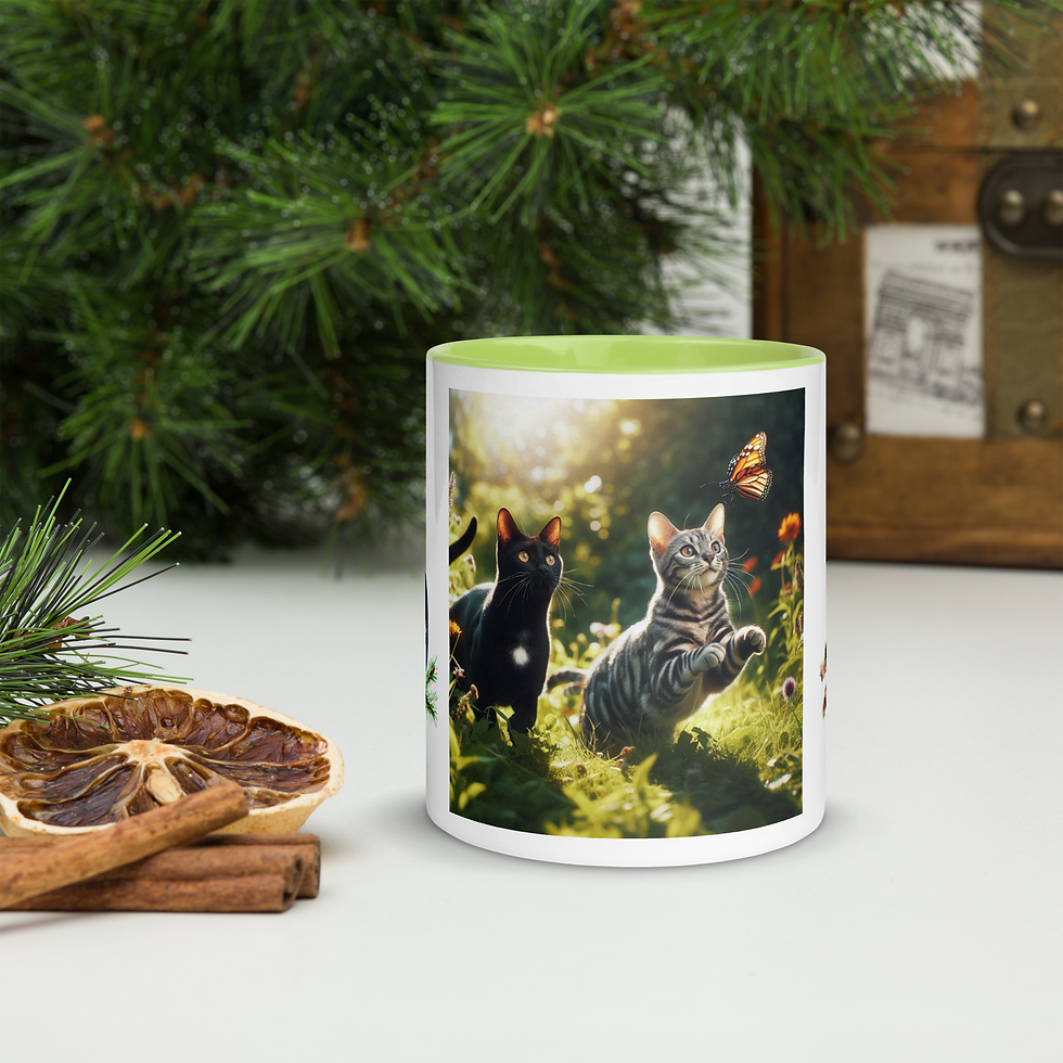 Cats playing Mug with Color Inside